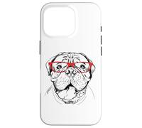 Funny Illustration Mens Womens Red Glasses Mastiff Lover Custodia per iPhone 16 Pro