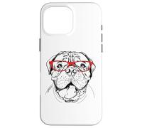 Funny Illustration Mens Womens Red Glasses Mastiff Lover Custodia per iPhone 16 Pro Max