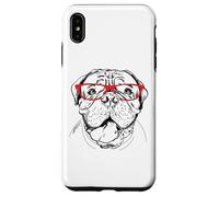 Funny Illustration Mens Womens Red Glasses Mastiff Lover Custodia per iPhone XS Max