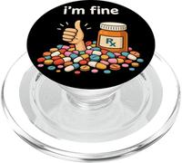 Funny I'm Fine Pharmacist Technician RX Pharmacy Tech Squad PopSockets PopGrip per MagSafe