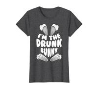 Funny I'm The Drunk Bunny Regalo per Uomini Donne Bambini Pasqua Maglietta, Donna, Grigio Scuro, L