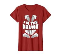 Funny I'm The Drunk Bunny Regalo per Uomini Donne Bambini Pasqua Maglietta, Donna, Mirtillo Rosso, XXL