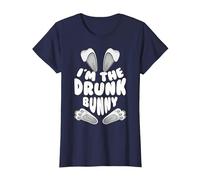 Funny I'm The Drunk Bunny Regalo per Uomini Donne Bambini Pasqua Maglietta, Donna, Navy, L