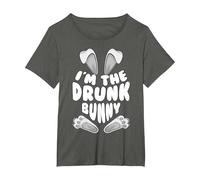 Funny I'm The Drunk Bunny Regalo per Uomini Donne Bambini Pasqua Maglietta, Donna Plus-Size, Asfalto, 4X