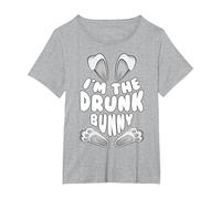 Funny I'm The Drunk Bunny Regalo per Uomini Donne Bambini Pasqua Maglietta, Donna Plus-Size, Grigio Melange, 4X