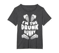 Funny I'm The Drunk Bunny Regalo per Uomini Donne Bambini Pasqua Maglietta, Donna Plus-Size, Grigio Scuro, 4X