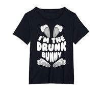 Funny I'm The Drunk Bunny Regalo per Uomini Donne Bambini Pasqua Maglietta, Donna Plus-Size, Nero, 4X
