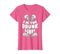 Funny I'm The Drunk Bunny Regalo per Uomini Donne Bambini Pasqua Maglietta, Donna, Rosa mélange, L
