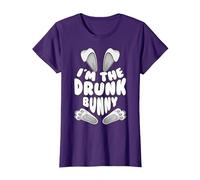 Funny I'm The Drunk Bunny Regalo per Uomini Donne Bambini Pasqua Maglietta, Donna, Viola, L