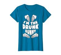 Funny I'm The Drunk Bunny Regalo per Uomini Donne Bambini Pasqua Maglietta, Donna, Zaffiro, L