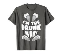 Funny I'm The Drunk Bunny Regalo per Uomini Donne Bambini Pasqua Maglietta, Uomo, Asfalto, 4XL