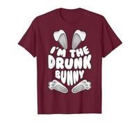 Funny I'm The Drunk Bunny Regalo per Uomini Donne Bambini Pasqua Maglietta, Uomo, Bordeaux, M