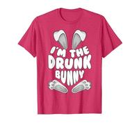 Funny I'm The Drunk Bunny Regalo per Uomini Donne Bambini Pasqua Maglietta, Uomo, Rosso mélange, XXL