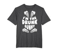 Funny I'm The Drunk Bunny Regalo per Uomini Donne Bambini Pasqua Maglietta, Uomo Taglie Grandi, Grigio Scuro, 4X Tall