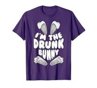 Funny I'm The Drunk Bunny Regalo per Uomini Donne Bambini Pasqua Maglietta, Uomo, Viola, L