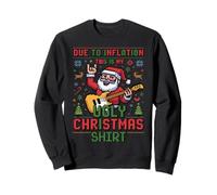 Funny Inflation Retro Guitar Santa Shredder Ugly Sweater Felpa