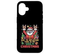 Funny Inflation This is My Ugly Christmas Rock n Roll Santa Custodia per iPhone 16