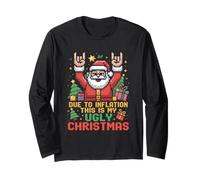 Funny Inflation This is My Ugly Christmas Rock n Roll Santa Maglia a Manica