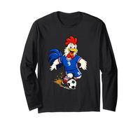 Funny Inspired Rooster Soccer Player Cartoon Graphic Maglia a Manica