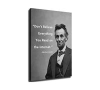 Funny Internet Meme Canvas Poster, Don't Believe Everything You Read Lincoln Quote Wall Art for Office Decor, Home Office(Framed,16X24inch(40X60cm))