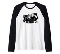Funny Japanese Kitten Sorry I Can’t Go I’m an Indoor Cat Maglia con Maniche Raglan