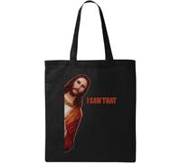 Funny Jesus Meme I Saw That - Borsa tote in cotone ecologico naturale nero, Nero , Taglia unica
