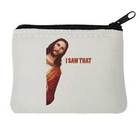 Funny Jesus Meme I Saw That - Portamonete in neoprene, 10 x 11 cm, colore: Bianco