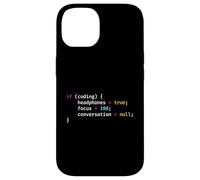 Funny Joke Programming If Coding Headphones Focus T-Shirt Custodia per iPhone 14