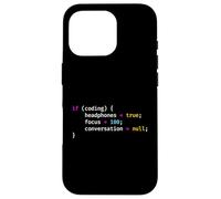 Funny Joke Programming If Coding Headphones Focus T-Shirt Custodia per iPhone 16 Pro