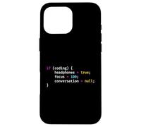 Funny Joke Programming If Coding Headphones Focus T-Shirt Custodia per iPhone 16 Pro Max