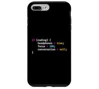 Funny Joke Programming If Coding Headphones Focus T-Shirt Custodia per iPhone 7 Plus/8 Plus