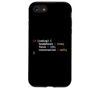 Funny Joke Programming If Coding Headphones Focus T-Shirt Custodia per iPhone SE (2020) / 7/8