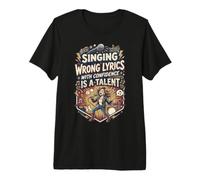 Funny Karaoke Party Singing Wrong Lyrics with Confidence Maglietta Premium