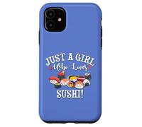 Funny Kawaii Kid Chibi Anime Girl Who Loves Sushi Roll Lover Custodia per iPhone 11