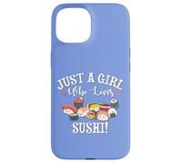 Funny Kawaii Kid Chibi Anime Girl Who Loves Sushi Roll Lover Custodia per iPhone 15
