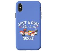 Funny Kawaii Kid Chibi Anime Girl Who Loves Sushi Roll Lover Custodia per iPhone X/XS