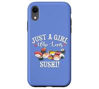 Funny Kawaii Kid Chibi Anime Girl Who Loves Sushi Roll Lover Custodia per iPhone XR