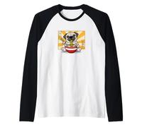Funny Kawaii Kids Ramen Noodles Pug Lover Maglia con Maniche Raglan