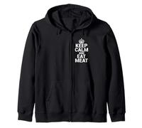 Funny Keep Calm Eat Meat | Burger Steak Bacon Lover Felpa con Cappuccio
