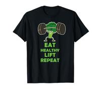 Funny Keto Powerlifting Broccoli - Eat Healthy Lift Repeat Maglietta