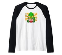 Funny Kids Kawaii Japanese Ramen Noodles Chameleon Lover Maglia con Maniche Raglan