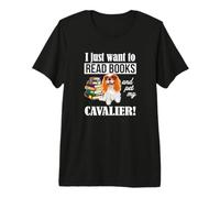 Funny Kids Want To Read Books & Pet Cavalier Spaniel Lover Maglietta Premium