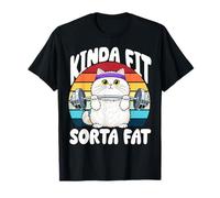 Funny Kinda Fit Sorta Fat Gym Cat Kitten Chubby Working out Maglietta