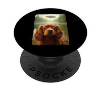 Funny King Charles Spaniel Dog UFO Encounter Selfie Aliens PopSockets PopGrip Adesivo