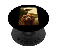 Funny King Charles Spaniel Dog UFO Encounter Selfie Aliens PopSockets PopGrip Adesivo