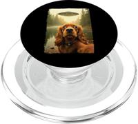 Funny King Charles Spaniel Dog UFO Encounter Selfie Aliens PopSockets PopGrip per MagSafe