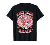 Funny Kiss Your Brain Valentine Test Day Teacher Squad Kids Maglietta
