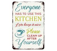 Funny Kitchen Sign Metal Tin Plaque Keep This Kitchen Clean Reminder Wall-Art For Home Restaurant Office Decor 8x12 Inch