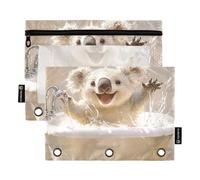 Funny Koala Retro Vasca da Bagno Anelli Raccoglitore Tasca Cosmetici Borsa per 3 Anelli Raccoglitori Caso con 3 Fori per Bambini Forniture di Cancelleria