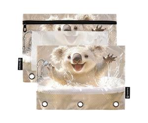 Funny Koala Retro Vasca da Bagno Anelli Raccoglitore Tasca Cosmetici Borsa per 3 Anelli Raccoglitori Caso con 3 Fori per Bambini Forniture di Cancelleria